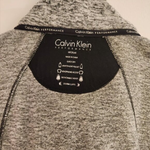Calvin Klein Marble (Black/Grey/White) Full Zip Performance Fleece Hooded Jacket - Picture 6 of 12